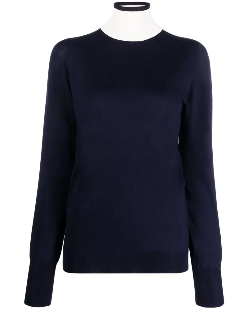 Jil Sander Pullover mit Kontrastkragen - Blau Blau