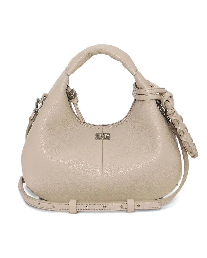 Ganni Mini Tote Bag aus strukturierem Leder - Nude Nude
