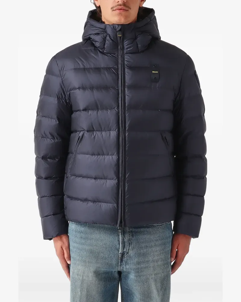Blauer Gesteppte Kapuzenjacke Blau