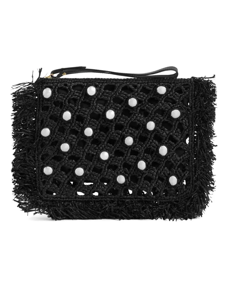 Paco Rabanne Kleine Clutch mit Perlen - Schwarz Schwarz