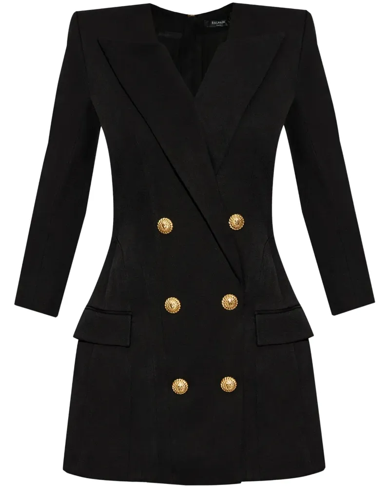 Balmain Minikleid mit Logo-Gravur - Schwarz Schwarz