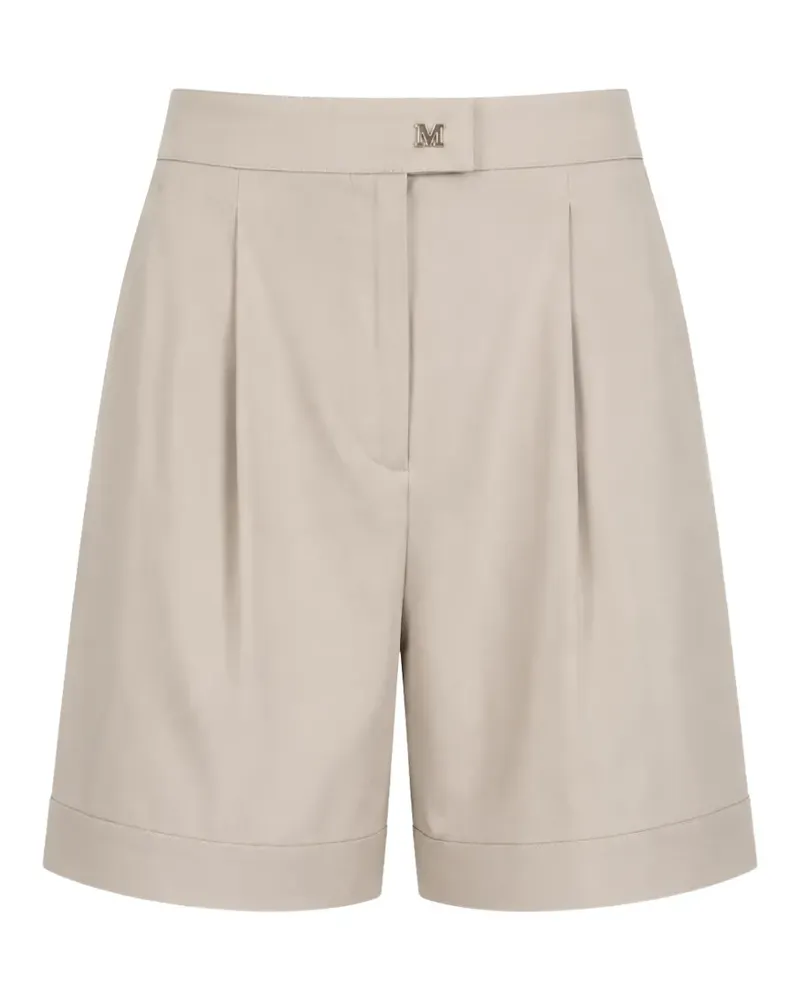 Max Mara logo-plaque pleated shorts - Nude Nude