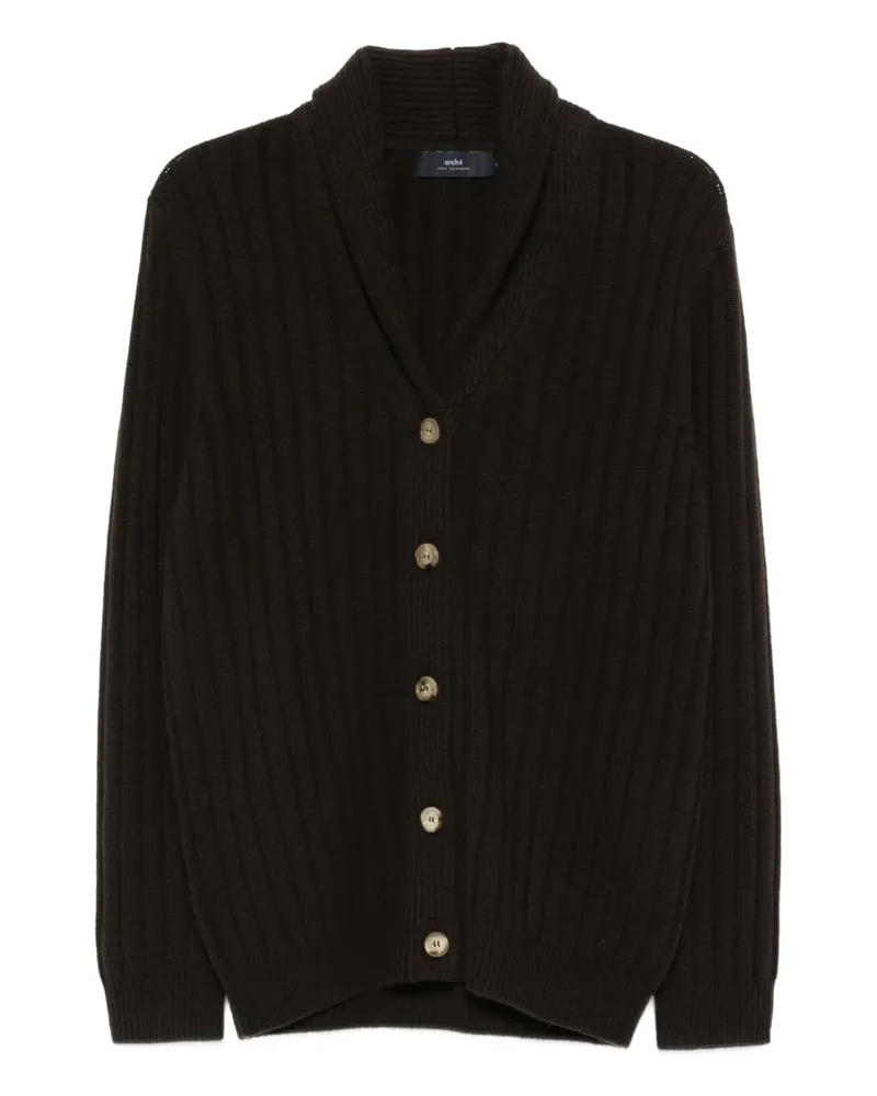 arch4 Gerippter Mr Denver Cardigan mit Schalkragen - Braun Braun