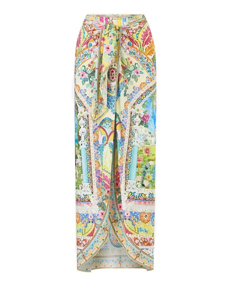 Camilla layered tie-front sarong skirt - Gelb Gelb