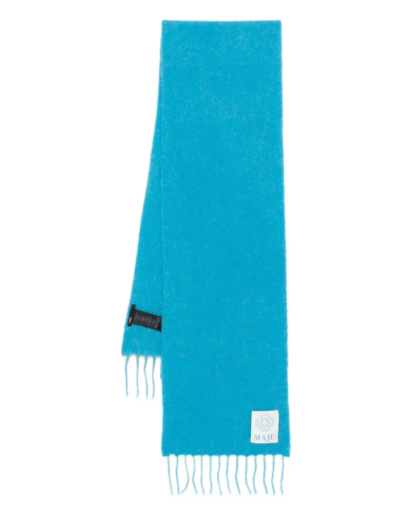 Maje Schal aus Alpakawolle mit Fransen - Blau Blau