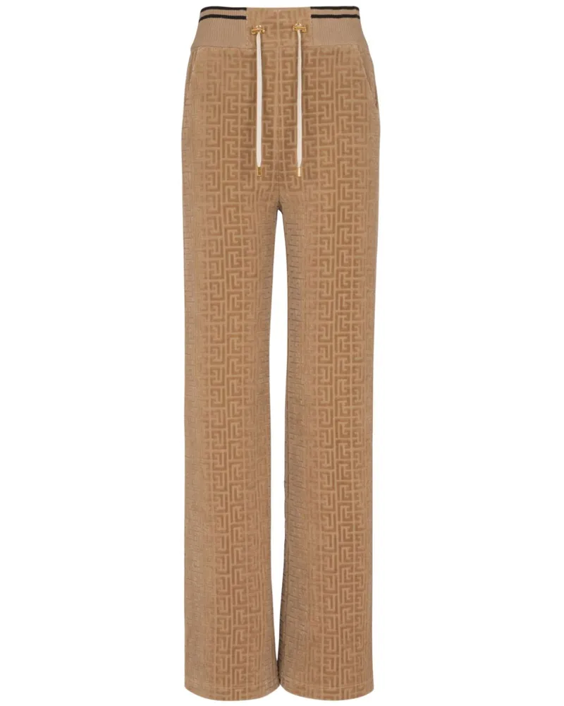 Balmain PB Labyrinth Jogginghose aus Samt - Nude Nude