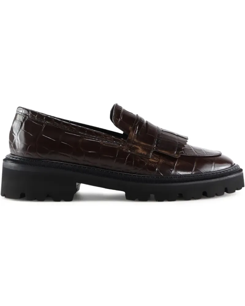 NOTABENE Tereza fringed-embellishment crocodile-effect loafers - Braun Braun