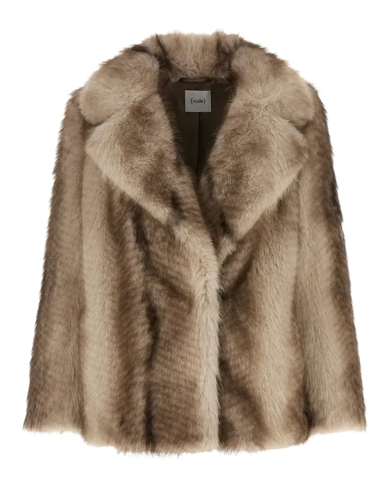 NUDE faux fur wide-lapel coat Nude