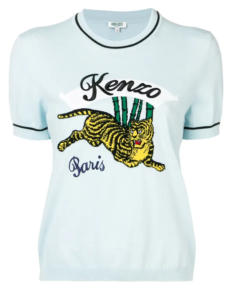 Kenzo T-Shirt mit Tigerstickerei - Blau Blau