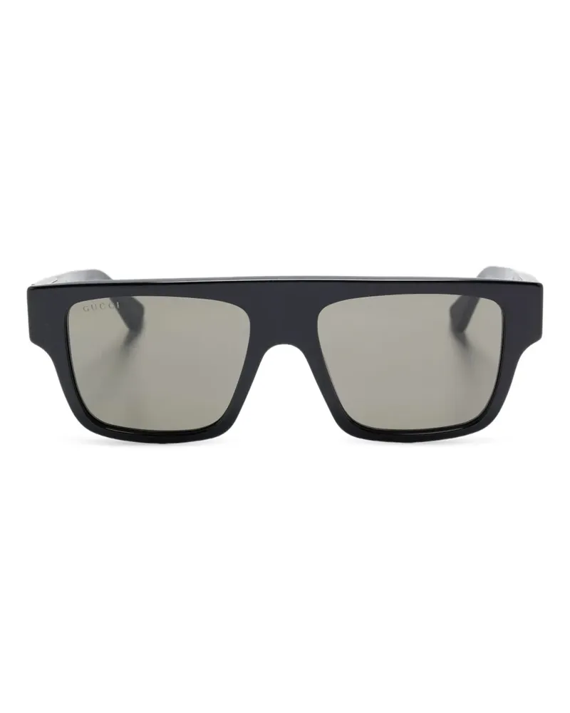 Gucci Sonnenbrille mit eckigem Gestell - Schwarz Schwarz