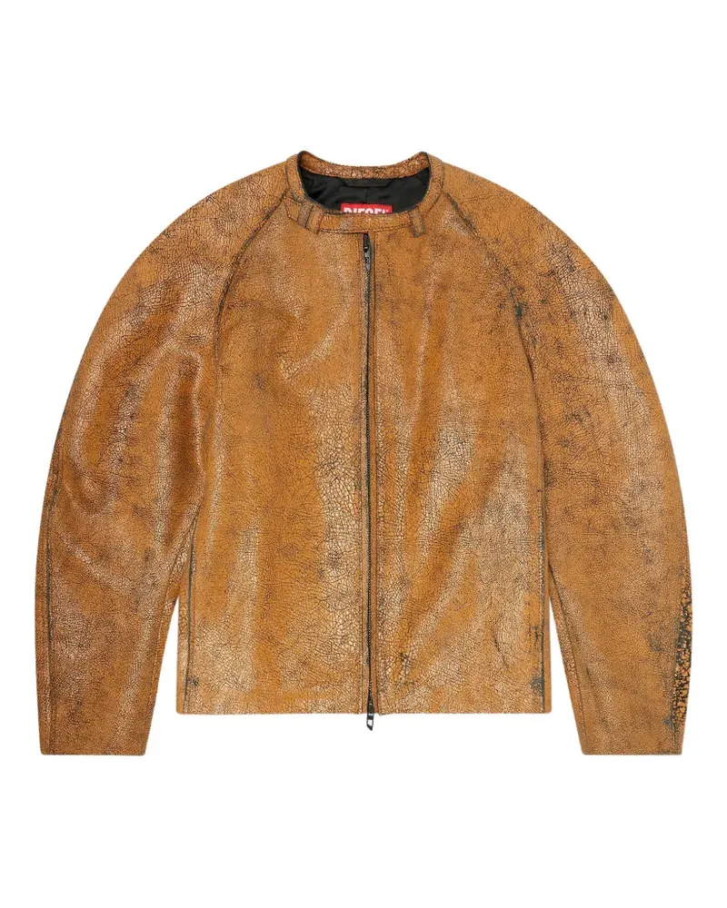 Diesel L-Nuri Lederjacke mit Reißverschluss - Braun Braun