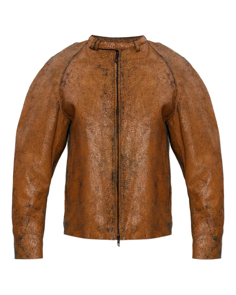 Diesel L-Nuri zip-fastening leather jacket - Braun Braun