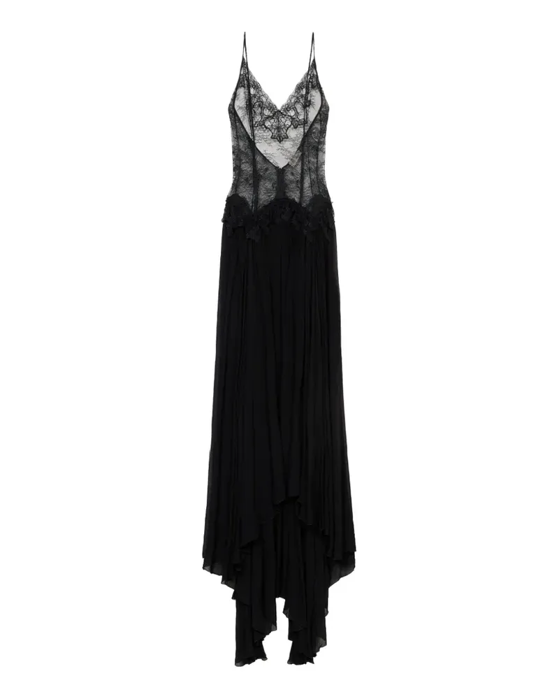 Blumarine Maxikleid mit Spitzeneinsätzen - Schwarz Schwarz