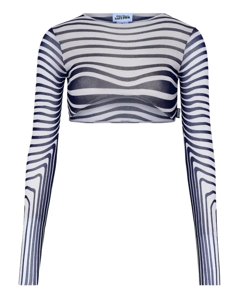 Jean Paul Gaultier long-sleeves morphing-stripes top - Weiß Weiß