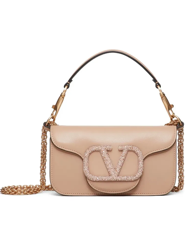 Valentino Garavani Kleine Locò Schultertasche mit Juwelen-Logo - Nude Nude