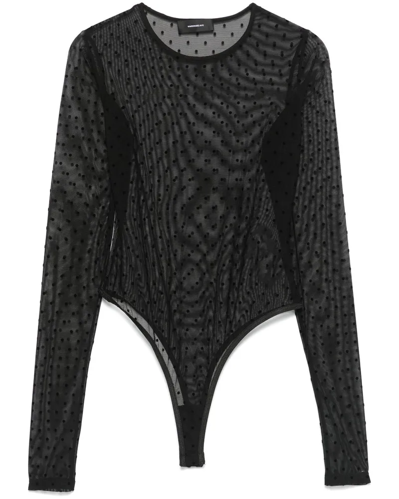 WARDROBE.NYC Gepunkteter Body - Schwarz Schwarz