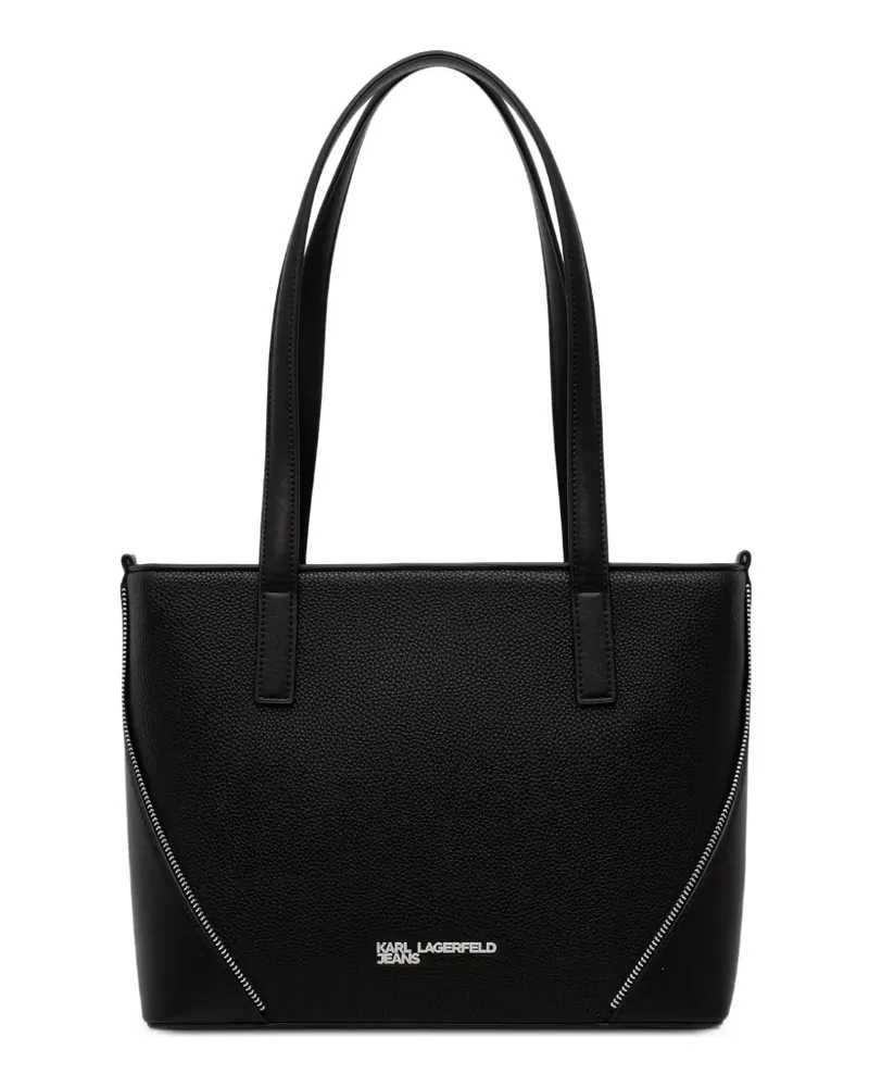 Karl Lagerfeld logo-plaque zip-detail tote bag - Schwarz Schwarz