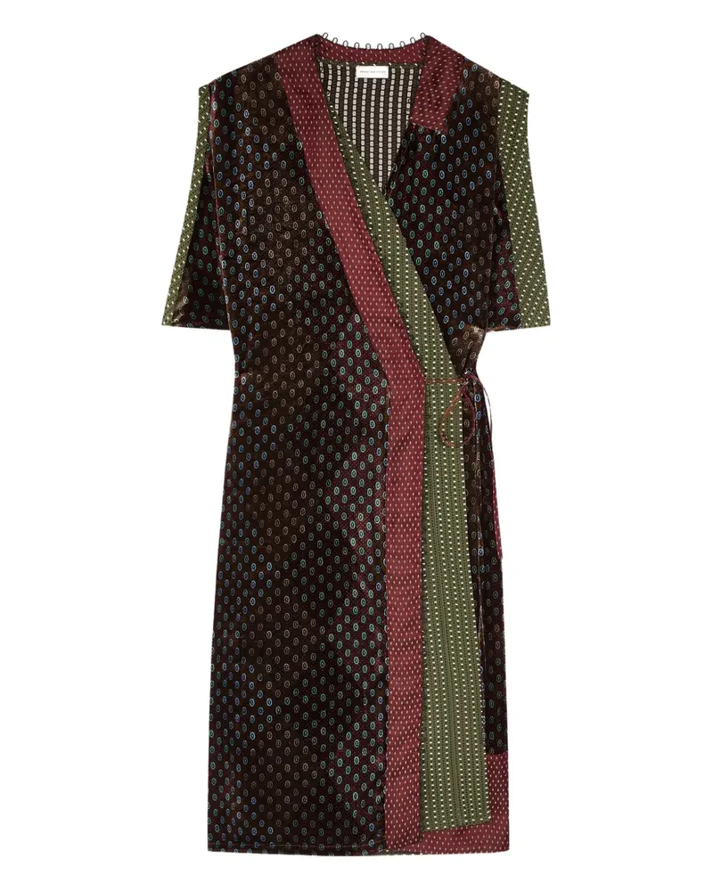 Dries van Noten Wickelkleid aus Samt - Braun Braun