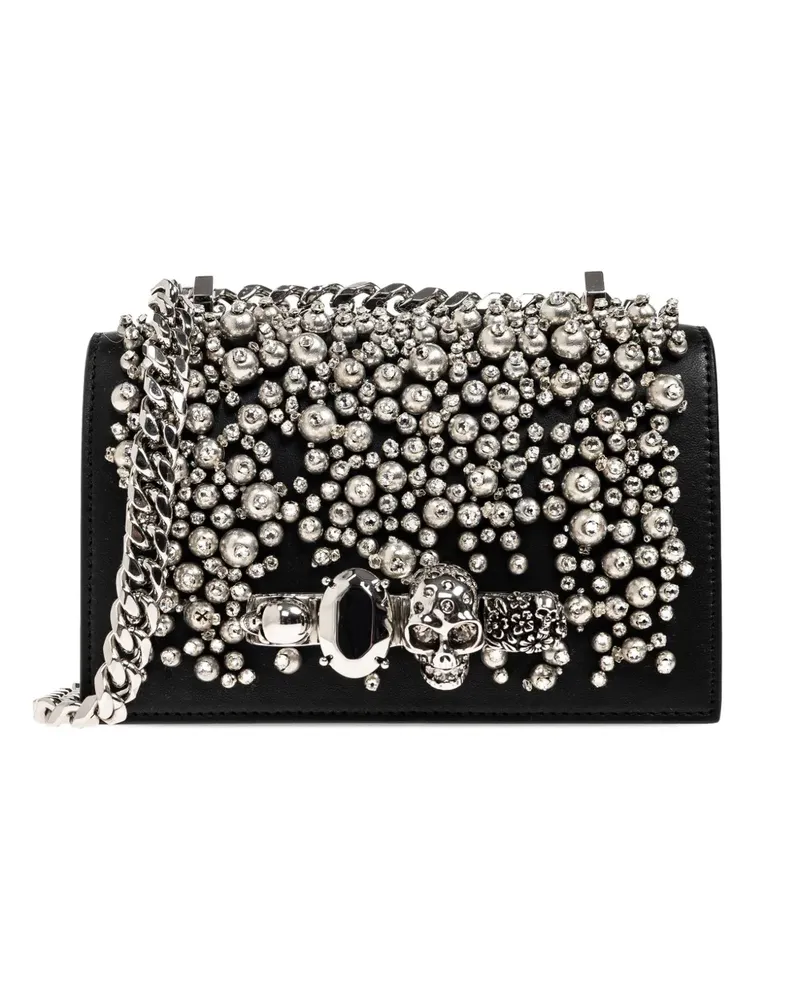 Alexander McQueen jewelled skull chain cross body bag - Schwarz Schwarz