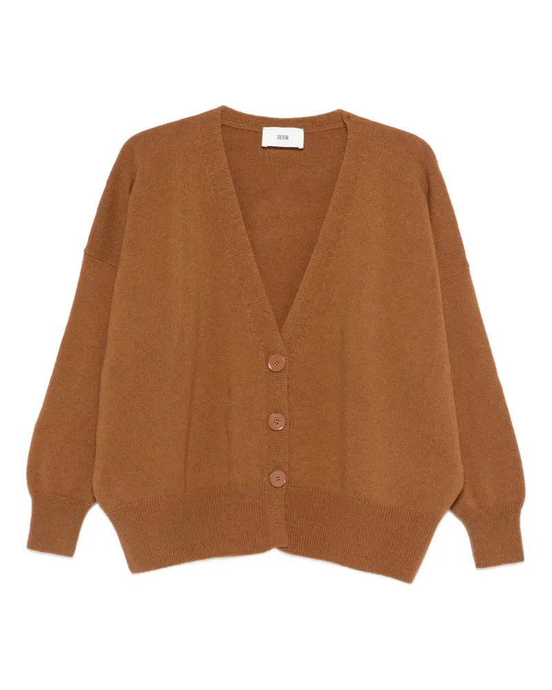 SOLOTRE Cardigan mit V-Ausschnitt - Braun Braun