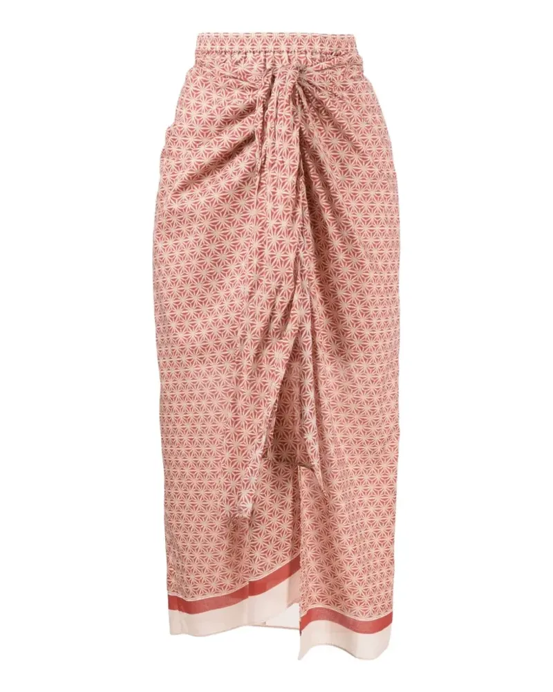 Brunello Cucinelli geometric-print wrap midi skirt - Rot Rot