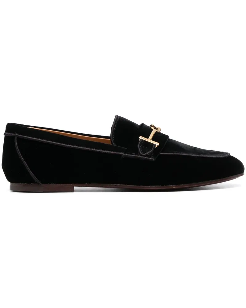 TOD'S Loafer aus Samt mit Logo - Schwarz Schwarz