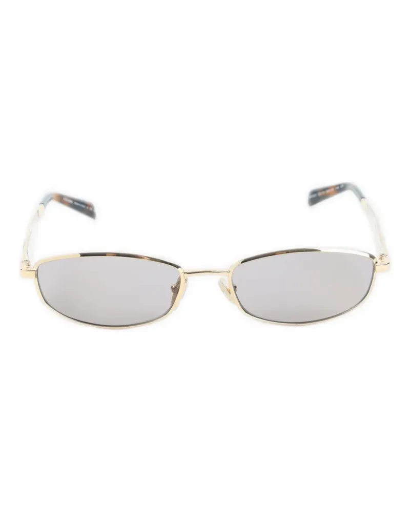 Prada logo-plaque rectangle-frame sunglasses - Gold Gold