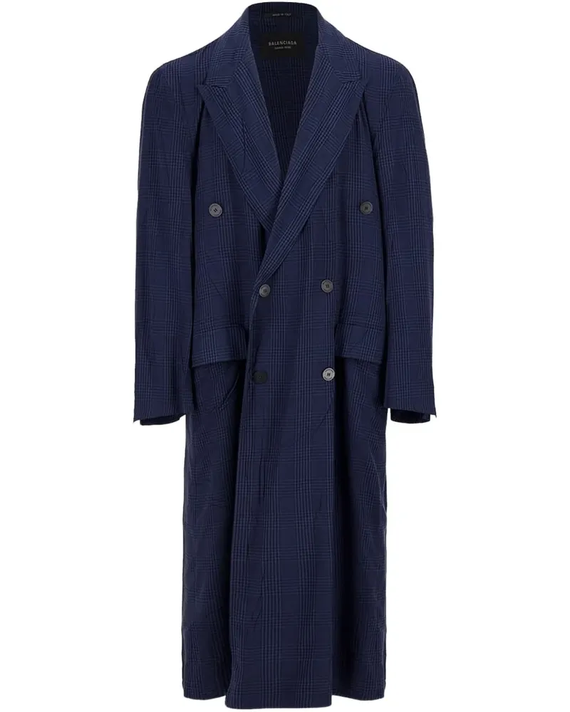 Balenciaga Doppelreihiger Mantel - Blau Blau
