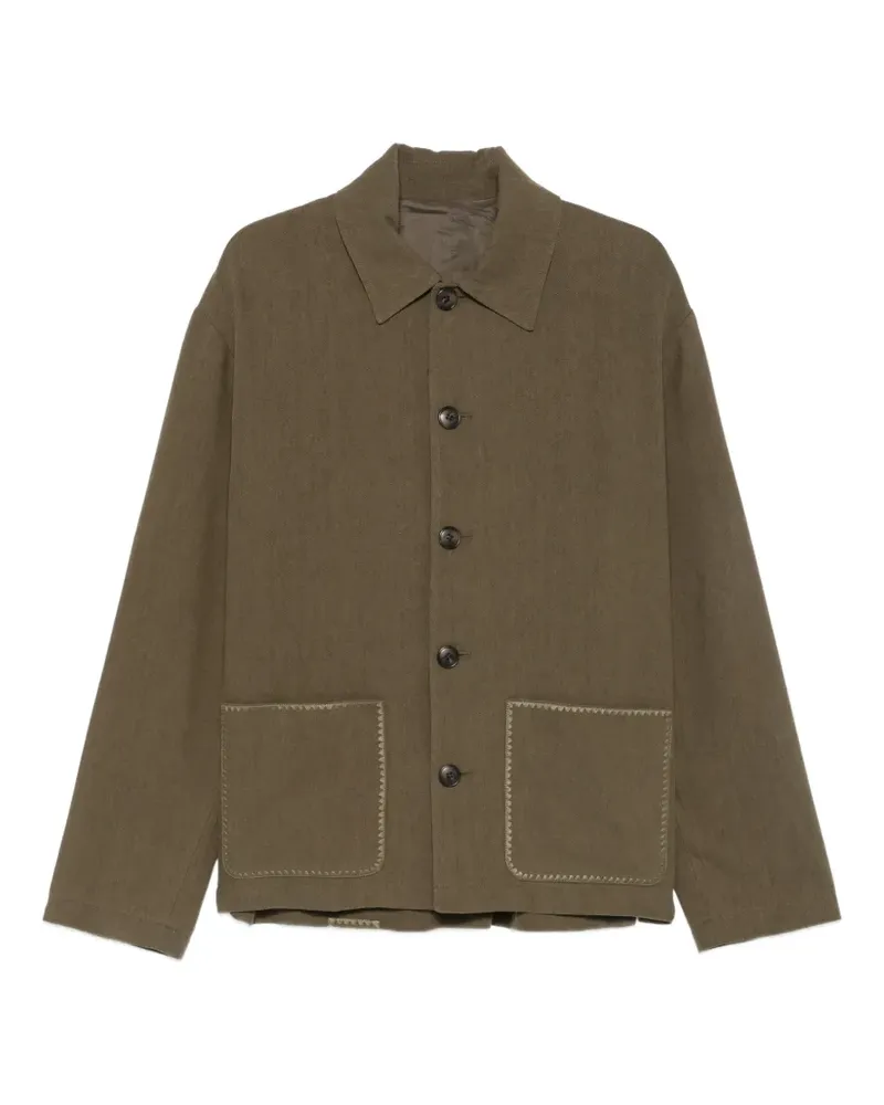 COMMAS Hemdjacke mit aufgesetzter Tasche und Palmenstickerei - Grün Grün