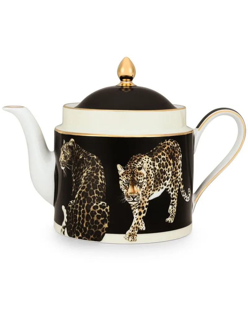 Dolce & Gabbana Teekanne mit Leoparden-Print - Schwarz Schwarz