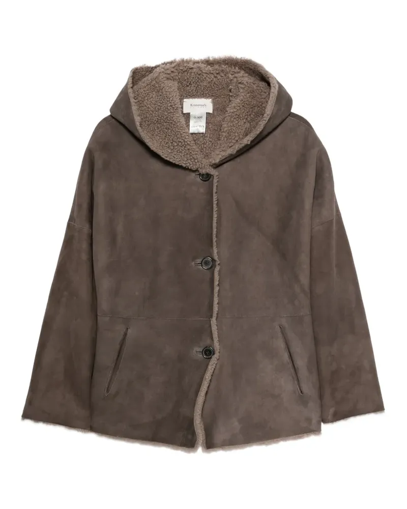 KristenseN Du Nord Shearling-Jacke mit Kapuze - Grau Grau