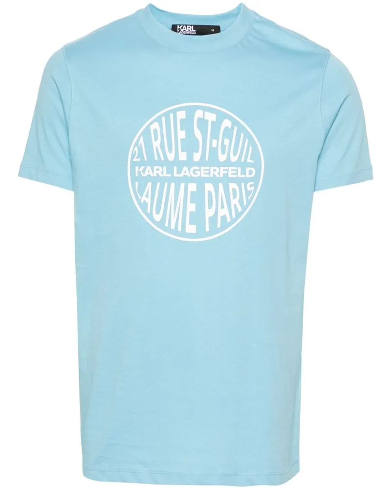 Karl Lagerfeld T-Shirt mit Logo-Streifen - Blau Blau