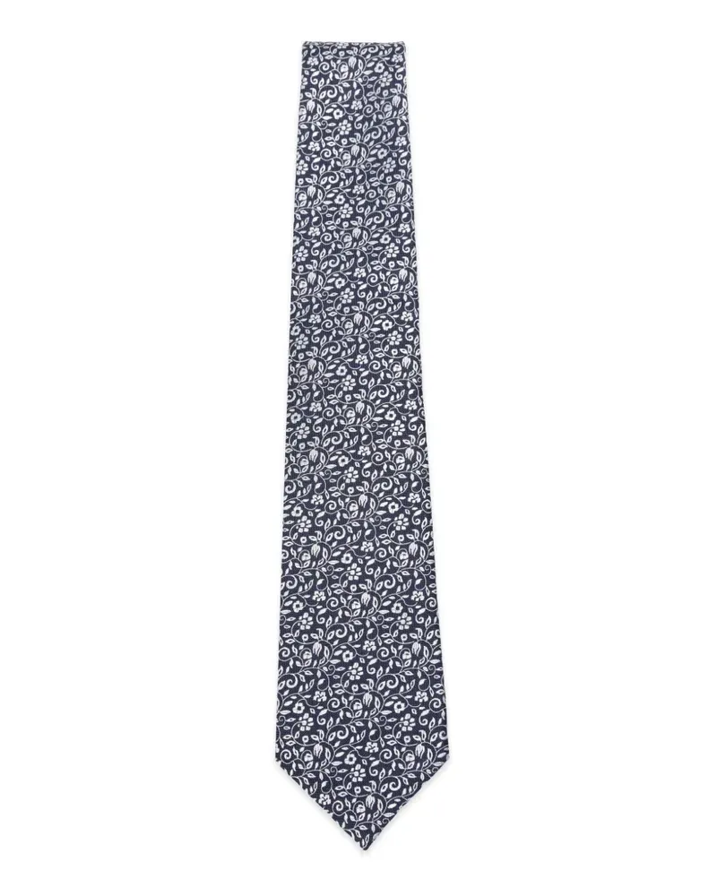 Kiton Krawatte mit Blumenprint - Blau Blau