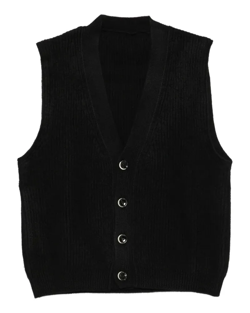 nine:inthe:morning ribbed-knit V-neck vest - Schwarz Schwarz