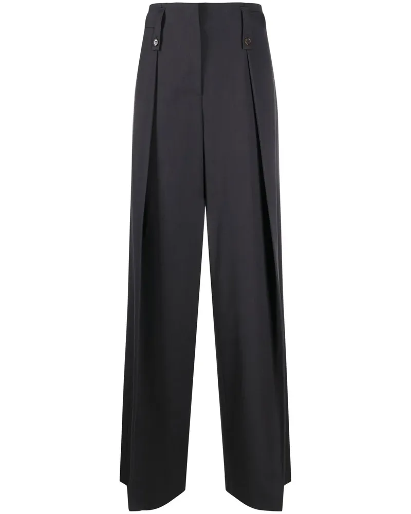 LOW CLASSIC High-Waist-Hose mit Falten - Blau Blau