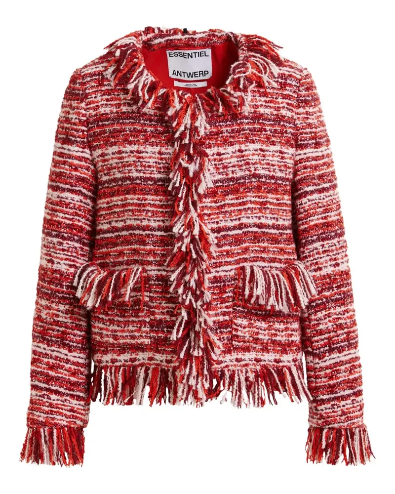 Essentiel Iskra Tweed-Jacke mit Fransen - Rot Rot