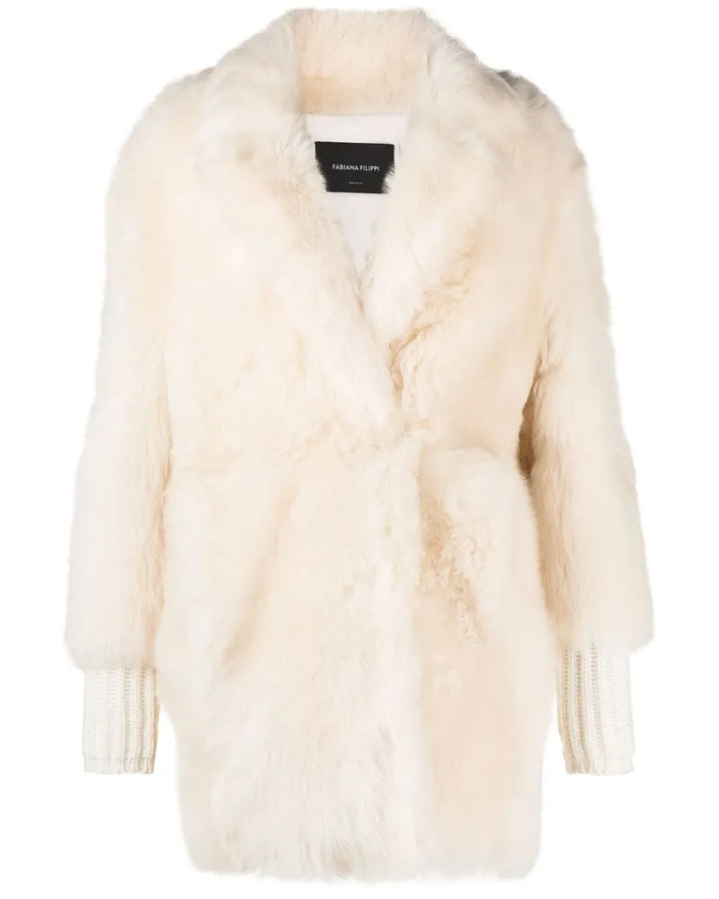 Fabiana Filippi Einreihiger Mantel aus Faux Fur - Nude Nude