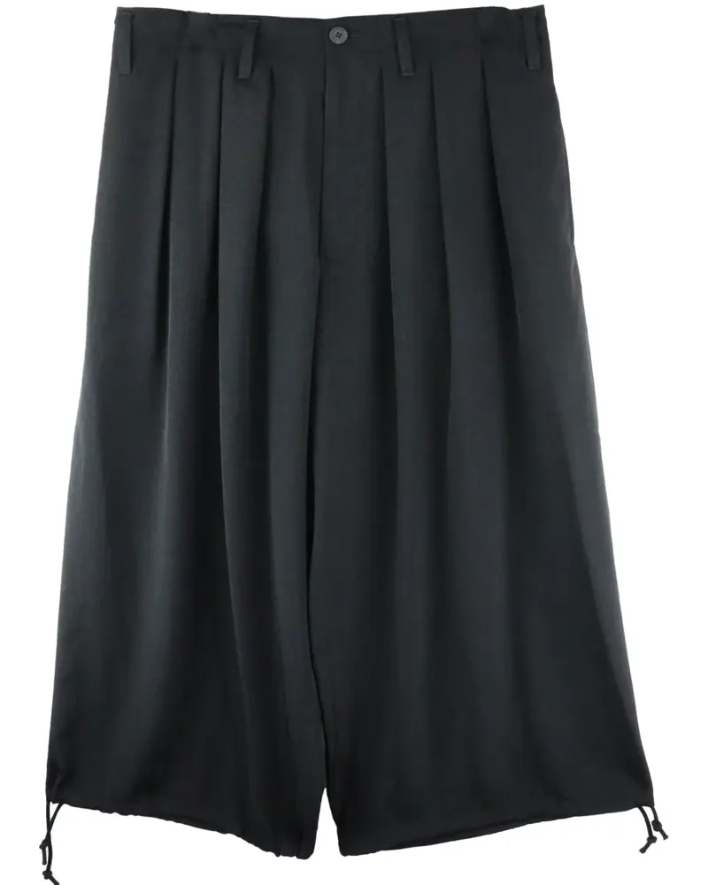 Yohji Yamamoto Baggy-Shorts mit Bundfalten - Schwarz Schwarz
