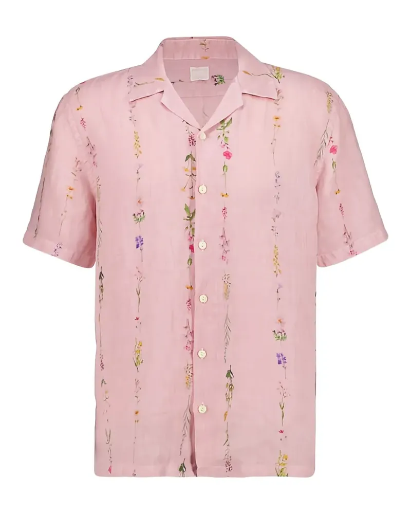 120% Lino Bouquet Leinenhemd mit regulärem Schnitt - Rosa Rosa