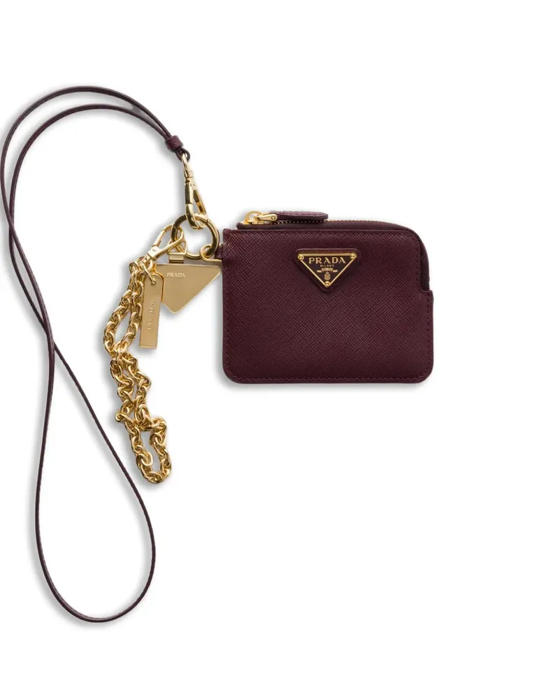 Prada Saffiano leather card holder with shoulder strap - Violett Violett
