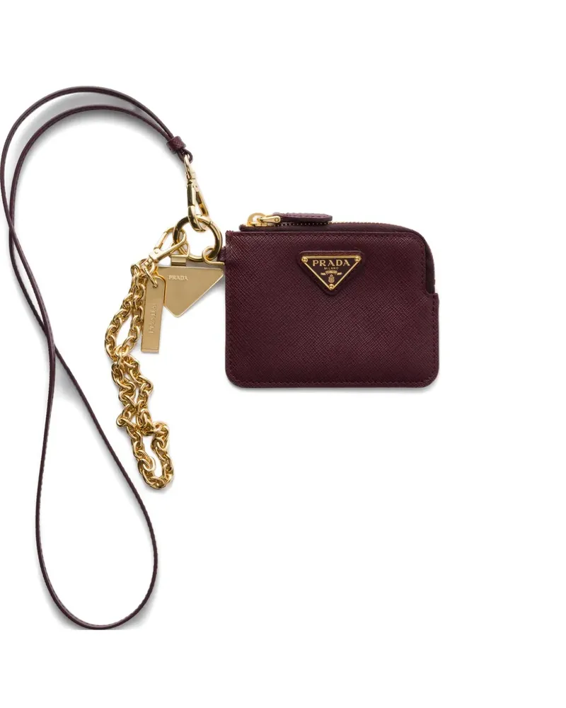 Prada Saffiano leather card holder with shoulder strap - Violett Violett