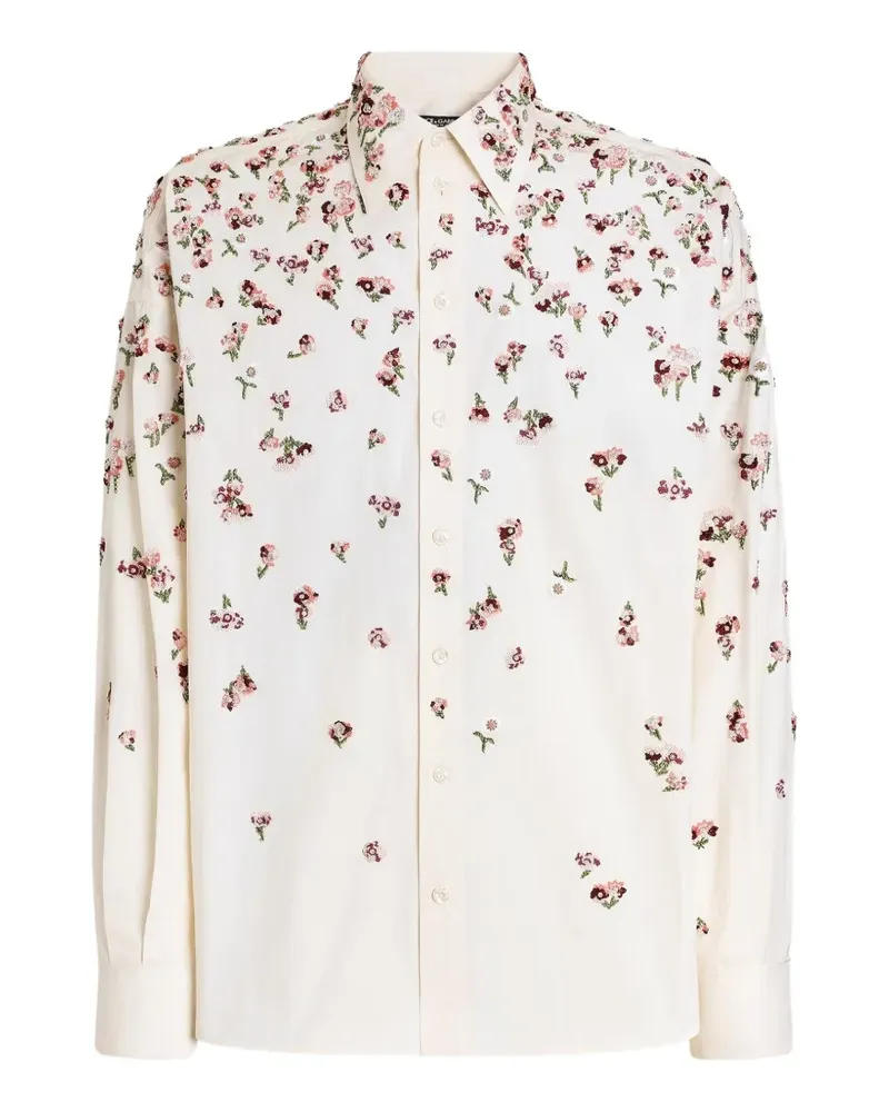 Dolce & Gabbana Baumwollhemd mit Logo-Stickerei - Nude Nude