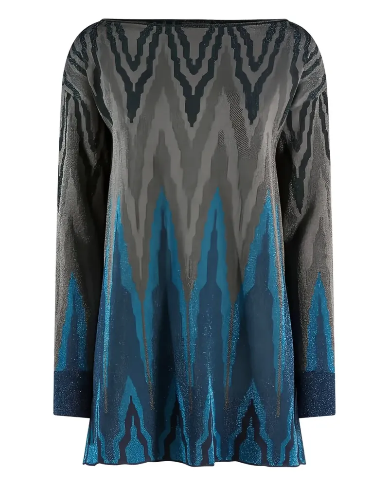 Circus Hotel zigzag-pattern lamé jumper - Blau Blau