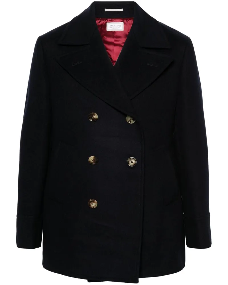 Brunello Cucinelli Doppelreihiger Mantel - Blau Blau