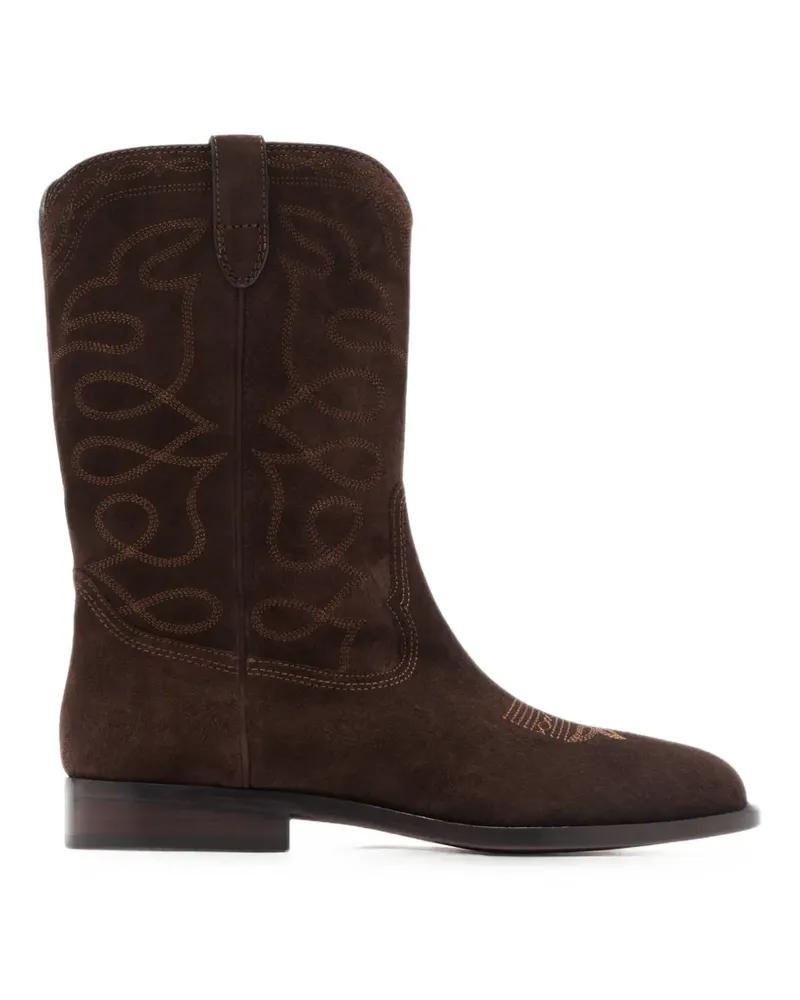 Loeffler Randall Jett embroidered suede boots - Braun Braun