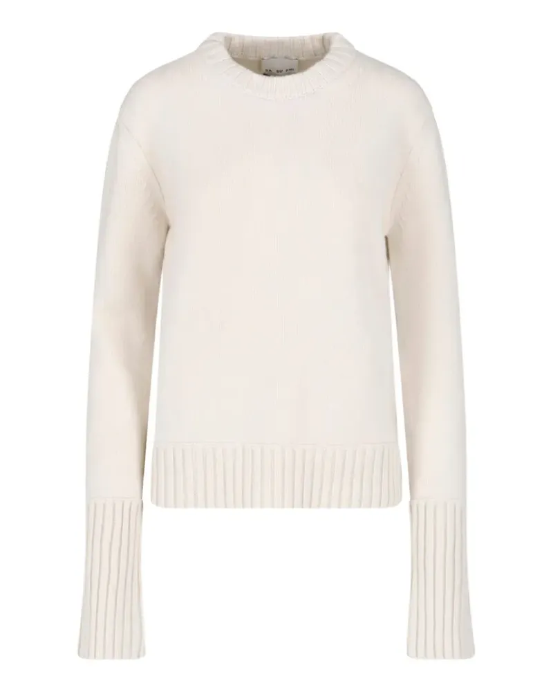Sa Su Phi Kaschmirpullover mit gerippten Bündchen - Weiß Weiß