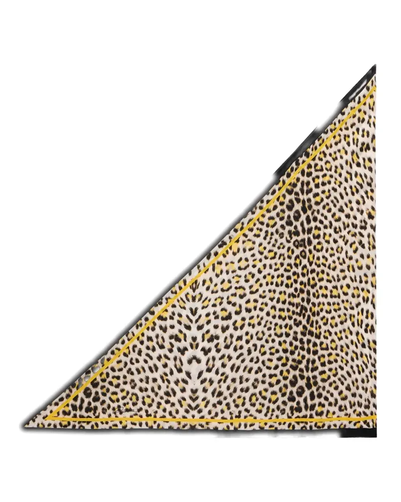 Roberto Cavalli Pop Jaguar silk scarf - Nude Nude