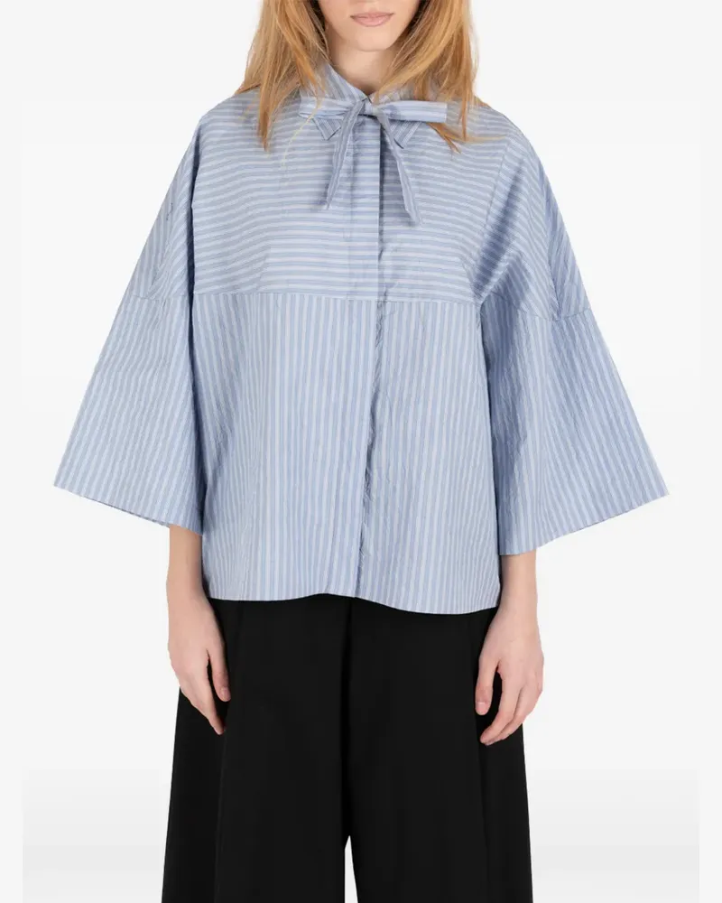 Société Anonyme Sakamoto striped bow shirt - Blau Blau