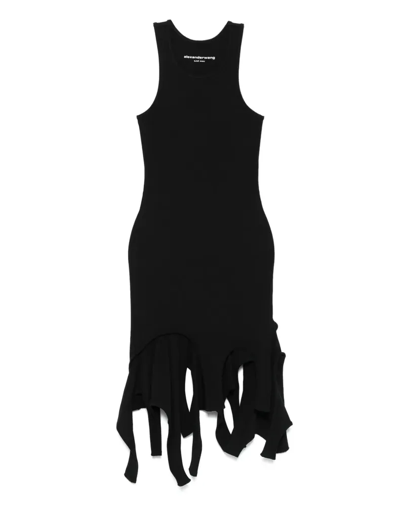 Alexander Wang Ausgefranstes Minikleid mit Racer-Ausschnitt - Schwarz Schwarz