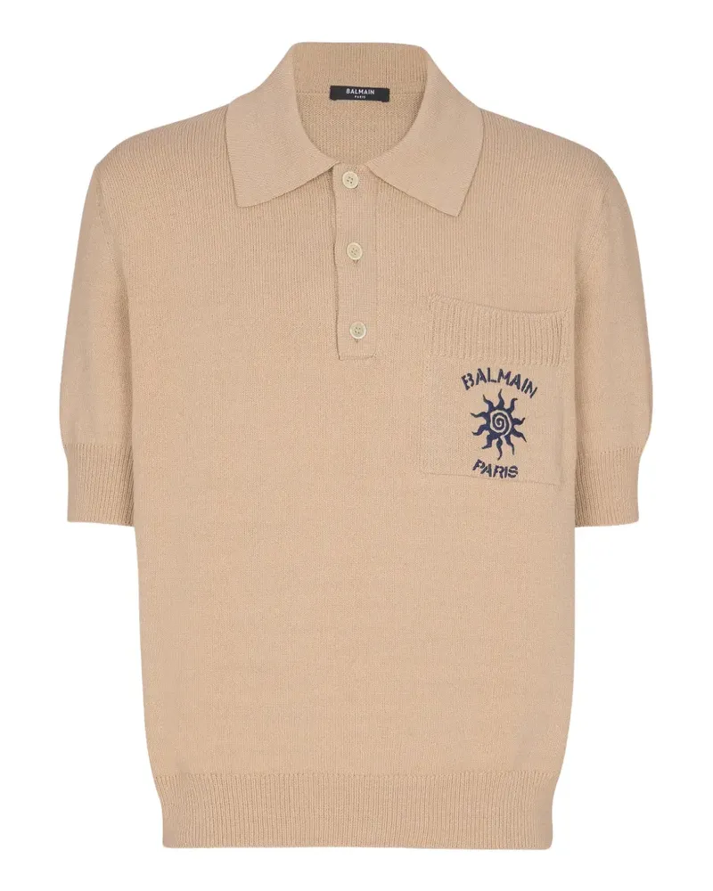 Balmain Poloshirt aus Baumwolle - Nude Nude